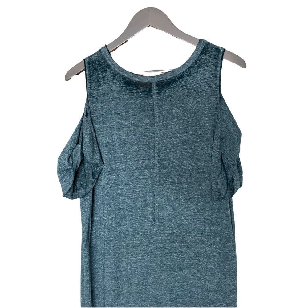 Free People Kick Around Burnout Cold Shoulder Maxi Sheer Dress - Teal Size Small - Picture 5 of 8
